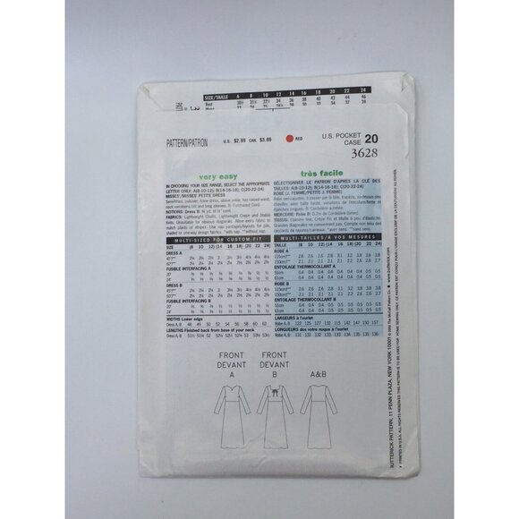 See & Sew 3628 Pattern Semi Fitted Pullover A-line Dress Size 8 10 12Misses - Picture 4 of 4